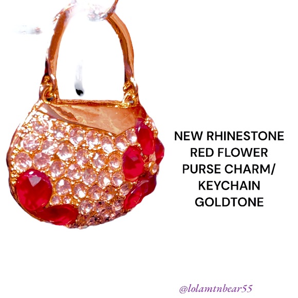 NEW RHINESTONE PURSE CHARM/KEY HOLDER WITH LOBSTER CLASP TO CLIP ON PURSE, JEANS - Picture 2 of 9